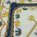 Cruciani & Bella Hand-rolled   100% Silk Elephante Design Blue and White Made in Italy 90 cm X 90 cm #6357