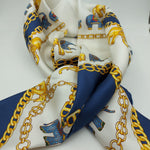 Cruciani & Bella Hand-rolled   100% Silk Elephante Design Blue and White Made in Italy 90 cm X 90 cm #6357