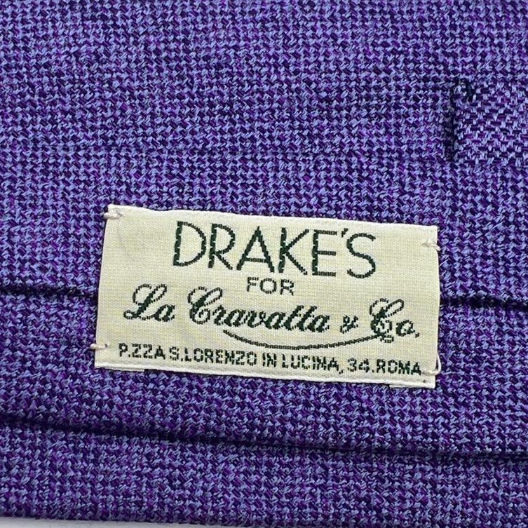 Drake's Vintage 70% Silk 30% Wool Tipped Purple Melange Tie Handmade in England 9,5 cm x 148 cm #6488
