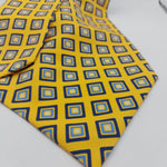 Cruciani & Bella 100% Madder Silk Ascot  Yellow,Blue and Light Blue Made in Italy #4027