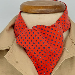 Cruciani & Bella  100% Madder Silk Ascot  Red and Blue #4639 