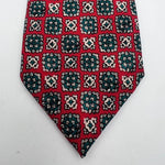 Drake's Vintage 100% Wool Self Tipped Red, Green and White  Motif Tie Handmade in England 8 cm x 148 cm #3841