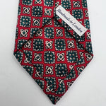 Drake's Vintage 100% Wool Self Tipped Red, Green and White  Motif Tie Handmade in England 8 cm x 148 cm #3841