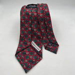 Drake's Vintage 100% Wool Self Tipped Red, Green and White  Motif Tie Handmade in England 8 cm x 148 cm #3841