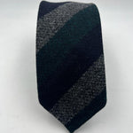 Drake's Vintage 100% Wool Unlined Green, Grey and Blue  Stripes Tie Handmade in England 8 cm x 148 cm #6024
