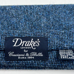Drake's Vintage 100% Wool Unlined Light Blue Melange Tie Handmade in England 8 cm x 148 cm #0078