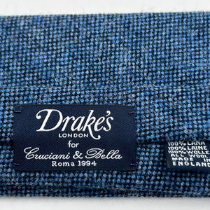 Drake's Vintage 100% Wool Unlined Light Blue Melange Tie Handmade in England 8 cm x 148 cm #0078