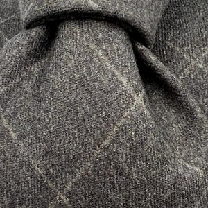 Drake's -  Wool - Light Grey, Tartan Motif Unlined  Tie  #6021
