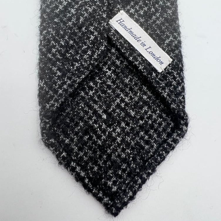 Drake's Vintage 41% Alpaca 39% Wool 20% Nylon Unlined Dark Grey  Melange Tie Handmade in England 8 cm x 148 cm #6019