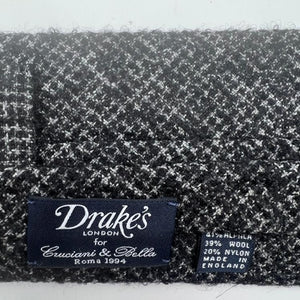 Drake's Vintage 41% Alpaca 39% Wool 20% Nylon Unlined Dark Grey  Melange Tie Handmade in England 8 cm x 148 cm #6019