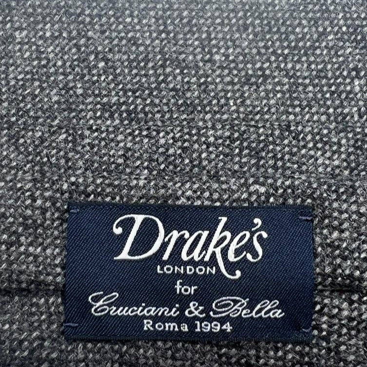 Drake's for Cruciani & Bella 100% Cachemire Tipped Light Grey  Melange Tie Handmade in England 8 cm x 148 cm #0080