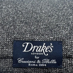 Drake's for Cruciani & Bella 100% Cachemire Tipped Light Grey  Melange Tie Handmade in England 8 cm x 148 cm #0080