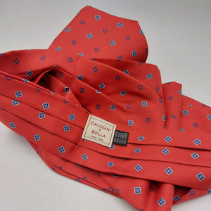 Cruciani & Bella 100% Madder Silk Ascot  Red and Blue Made in Italy #2127