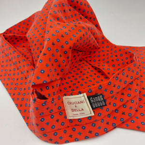 Cruciani & Bella  100% Madder Silk Ascot  Red and Blue #4639 
