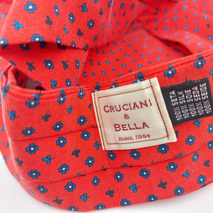 Cruciani & Bella  100% Madder Silk Ascot  Red and Blue #4639 