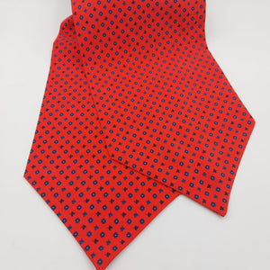 Cruciani & Bella  100% Madder Silk Ascot  Red and Blue #4639 