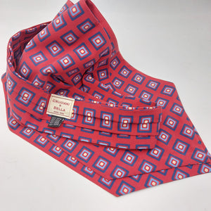 Cruciani & Bella 100% Silk Madder Ascot  Wine,Blue and Light Blue Made in Italy #4029