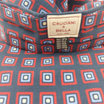 Cruciani & Bella 100% Silk Madder Ascot  Blue and Red Made in Italy #4028