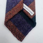 Drake's Vintage 100% Wool Unlined Rust, Light Purple and Green Stripes Tie Handmade in England 8 cm x 148 cm #6026