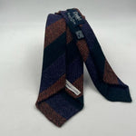 Drake's Vintage 100% Wool Unlined Rust, Light Purple and Green Stripes Tie Handmade in England 8 cm x 148 cm #6026