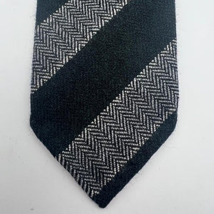 Drake's Vintage 100% Wool Unlined Grey, Blue and Green Stripes Tie Handmade in England 8 cm x 148 cm #6025