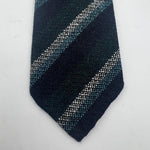 Drake's Vintage 100% Wool Unlined Dark Blue, Grey and Green Stripes Tie Handmade in England 8 cm x 148 cm #6027