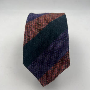 Drake's Vintage 100% Wool Unlined Rust, Light Purple and Green Stripes Tie Handmade in England 8 cm x 148 cm #6026
