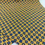 Cruciani & Bella 100% Madder Silk Ascot  Yellow and Blue Made in Italy #4636 