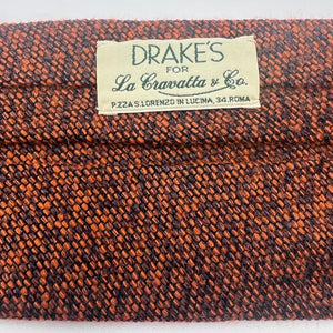 Drake's for Cruciani & Bella 100% Silk Tipped Rust, Dark Grey Melange Tie Handmade in England 9,5 cm x 147 cm #6497