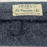 Drake's for Cruciani & Bella 100% Silk Tipped Grey Melange Tie Handmade in England 9,5 cm x 147 cm #6498