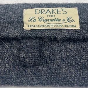 Drake's for Cruciani & Bella 100% Silk Tipped Grey Melange Tie Handmade in England 9,5 cm x 147 cm #6498