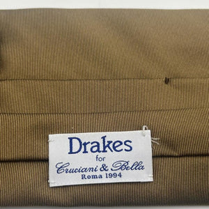 Drake's for Cruciani & Bella 100% Silk Tipped Light Brown PlainTie Handmade in England 8 cm x 147 cm #6499