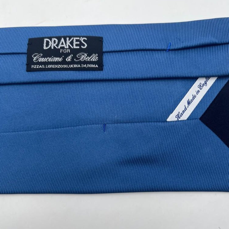 Drake's for Cruciani & Bella 100% Silk 50 OZ Tipped Light Blue PlainTie Handmade in England 9,5 cm x 146 cm #6504