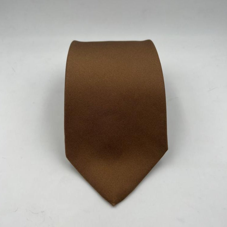 Drake's for Cruciani & Bella 100% Silk Tipped Light Brown PlainTie Handmade in England 9,5 cm x 146 cm #6502