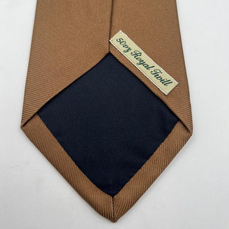 Drake's for Cruciani & Bella 100% Silk Tipped Light Brown PlainTie Handmade in England 9,5 cm x 146 cm #6502