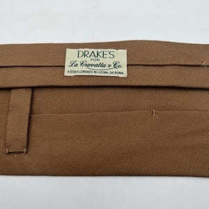 Drake's for Cruciani & Bella 100% Silk Tipped Light Brown PlainTie Handmade in England 9,5 cm x 146 cm #6502