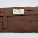 Drake's for Cruciani & Bella 100% Silk Tipped Herringbone Motif Brown Tie Handmade in England 9,5 cm x 146 cm #6505
