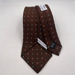 Drake's Vintage 100% Silk Self Tipped Brown Tie Pink and Light Green Motif Handmade in England 9 cm x 146 cm #6510