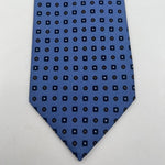 Drake's Archive 100% Silk Self Tipped Light Blue Tie Blue and Brown Motif Handmade in England 9,5 cm x 146 cm #6513