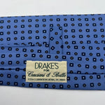 Drake's Archive 100% Silk Self Tipped Light Blue Tie Blue and Brown Motif Handmade in England 9,5 cm x 146 cm #6513