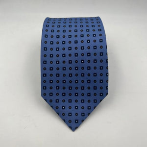 Drake's Archive 100% Silk Self Tipped Light Blue Tie Blue and Brown Motif Handmade in England 9,5 cm x 146 cm #6513