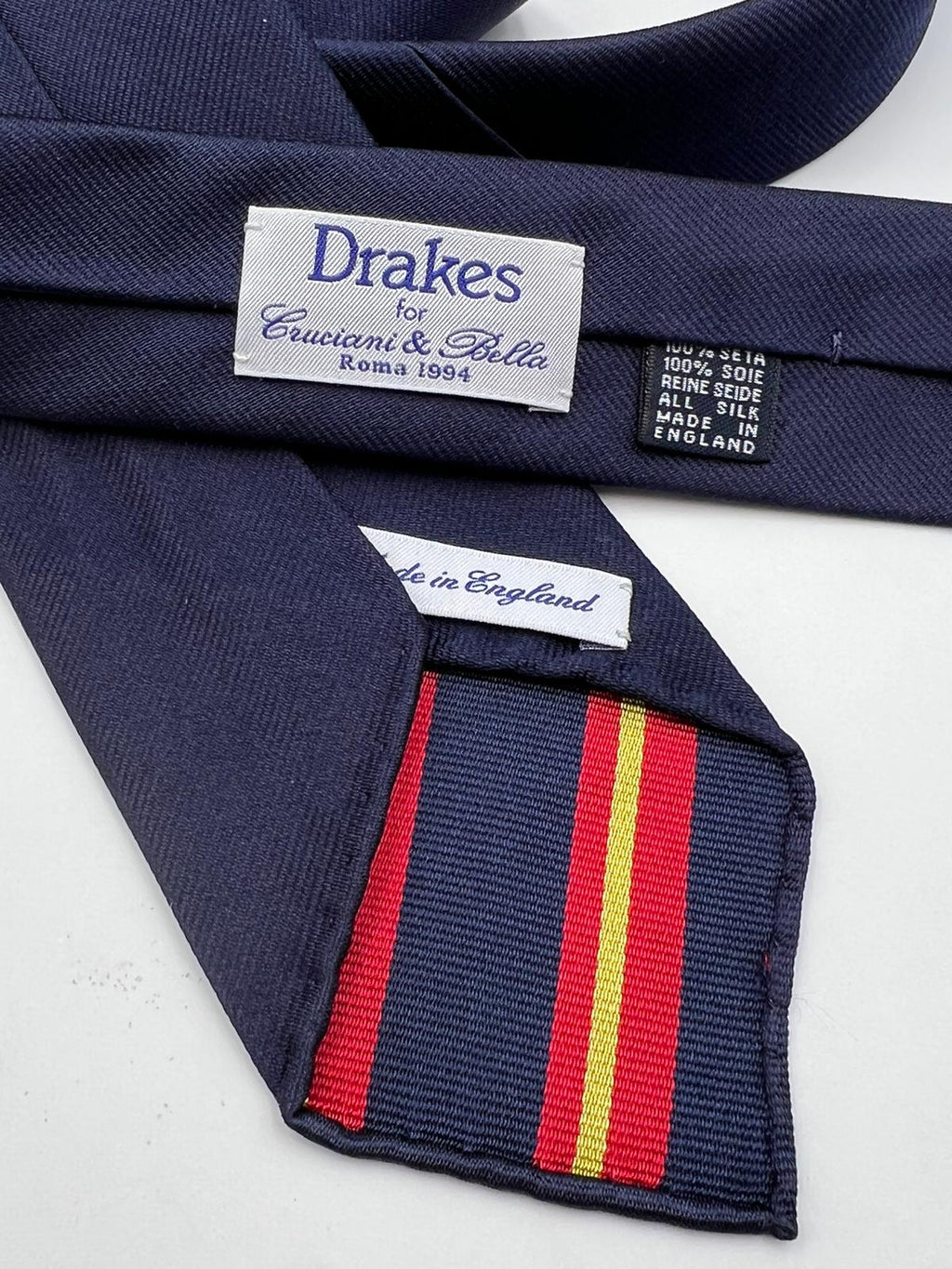 Drake's Vintage 100% Silk Unlined Blue PlainTie Handmade in England 7 cm x 146 cm #6501