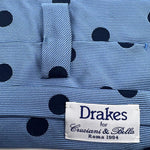 Drake's for Cruciani & Bella 100% Silk  Wowen Jaquard Tipped  Light Blue Blue Dots Handmade in England 7 cm x 146 cm #2119