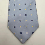 Drake's Vintage 100% Silk Wowen Jaquard Tipped  Light Blue Light Blue, Yellow, White Motif Handmade in England 9,5 cm x 146 cm #6532