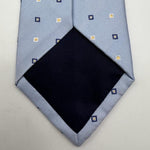 Drake's Vintage 100% Silk Wowen Jaquard Tipped  Light Blue Light Blue, Yellow, White Motif Handmade in England 9,5 cm x 146 cm #6532
