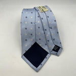 Drake's Vintage 100% Silk Wowen Jaquard Tipped  Light Blue Light Blue, Yellow, White Motif Handmade in England 9,5 cm x 146 cm #6532