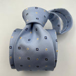 Drake's Vintage 100% Silk Wowen Jaquard Tipped  Light Blue Light Blue, Yellow, White Motif Handmade in England 9,5 cm x 146 cm #6532