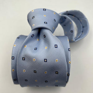 Drake's Vintage 100% Silk Wowen Jaquard Tipped  Light Blue Light Blue, Yellow, White Motif Handmade in England 9,5 cm x 146 cm #6532