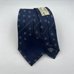 Drake's Archive -  Silk - Blue, White Stripes and Motif Tie #6534