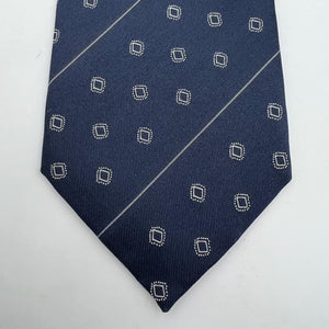 Drake's Archive -  Silk - Blue, White Stripes and Motif Tie #6534